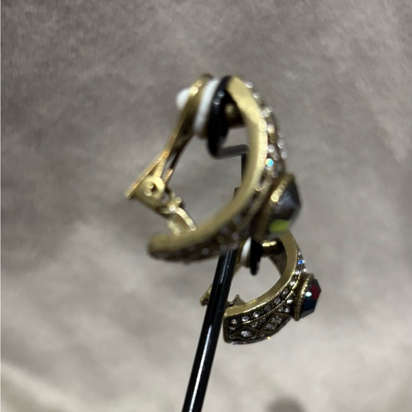 Heidi Daus DAILY DOUBLE Crystal clip Earrings smoky topaz bronze - Picture 3 of 5